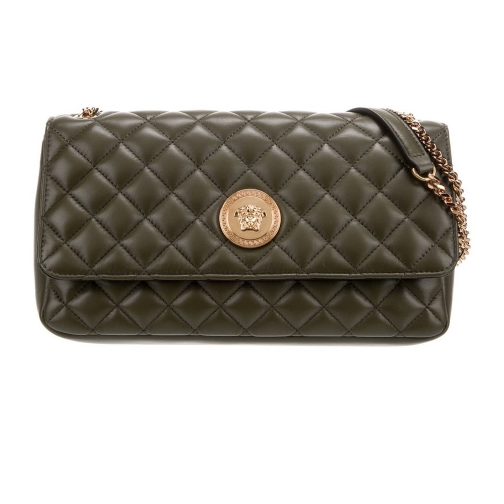 New Versace green leather bag